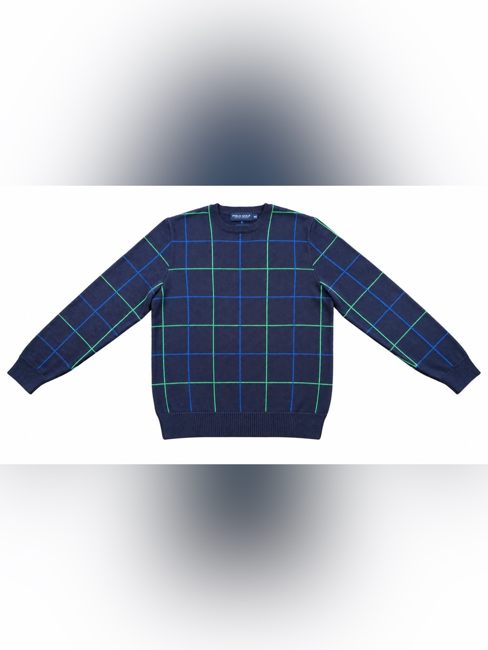 Vintage Polo Golf Ralph Lauren Pima Cotton Windowpane Sweater Navy | Size Medium